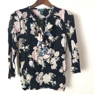 Ralph Lauren | Floral Sheer Ruffle Blouse